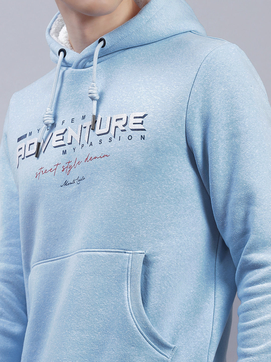 Men Blue Solid Hooded Full Sleeve Sweatshirts