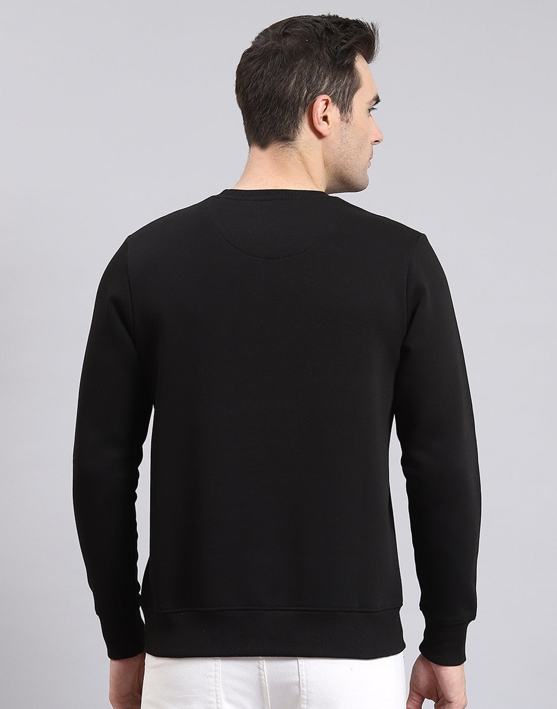 Men Black Printed Round Neck Full Sleeve Sweatshirt