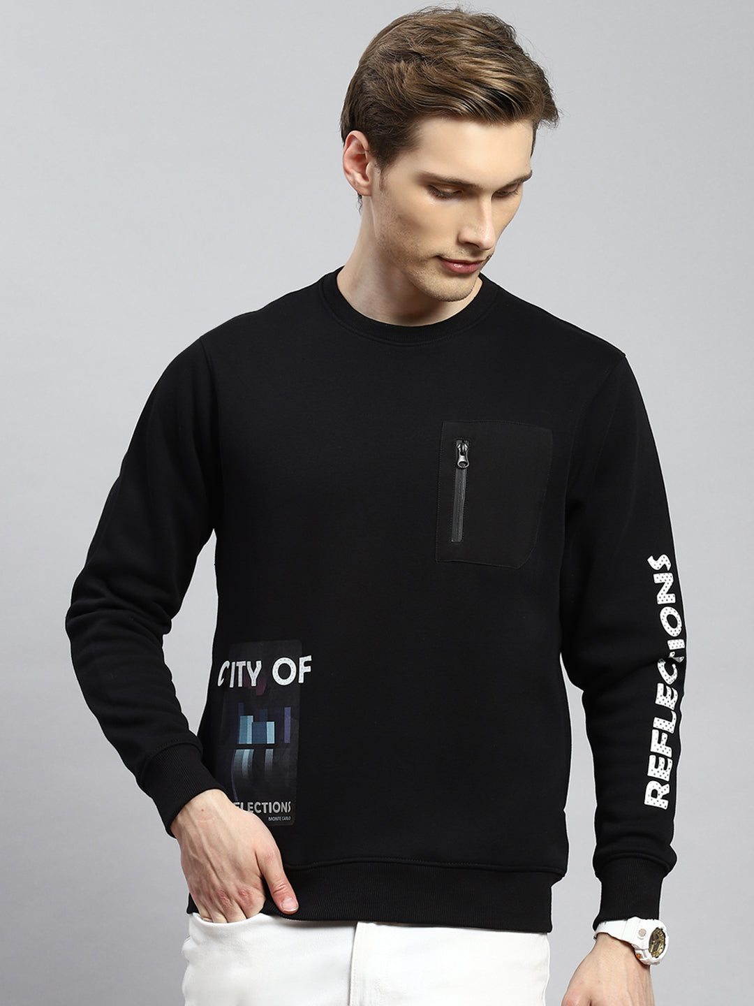 Men Black Printed Sweatshirt