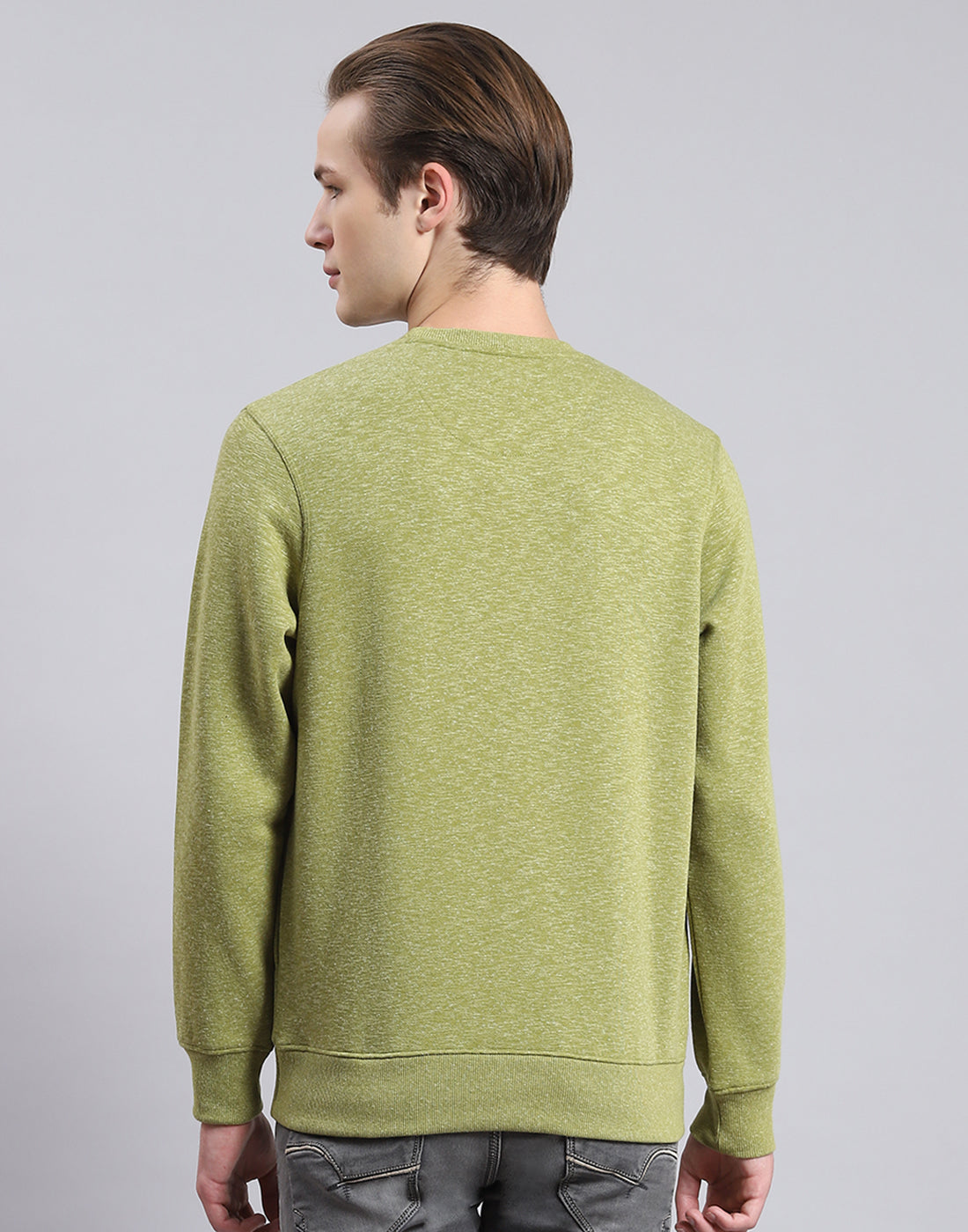 Men Green Printed Round Neck Full Sleeve Sweatshirt