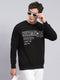 Men Black Printed Round Neck Full Sleeve Sweatshirts