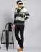 Men Beige Stripe Hooded Full Sleeve Sweatshirt