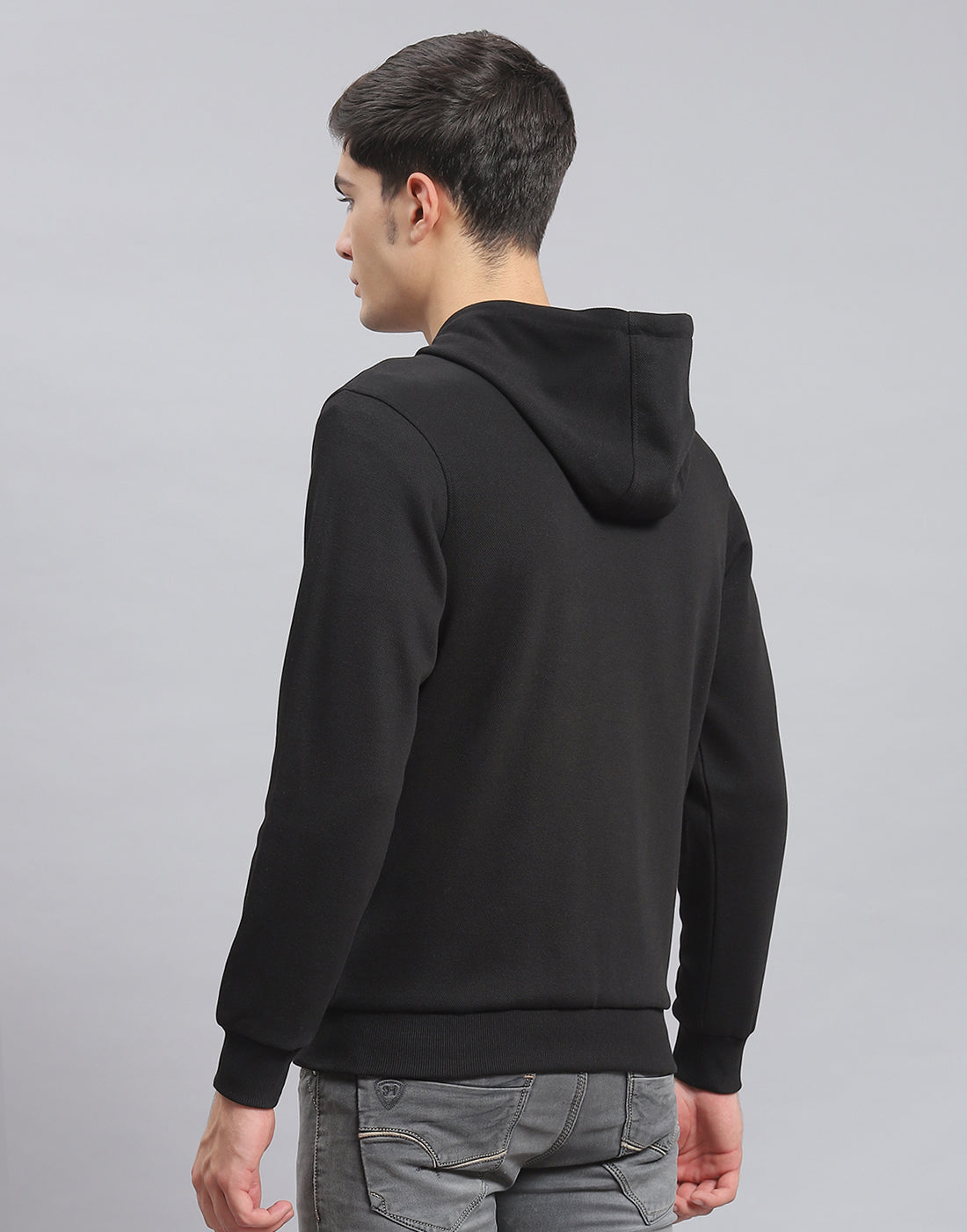 Men Black Solid Hooded Full Sleeve Reversible Sweatshirt