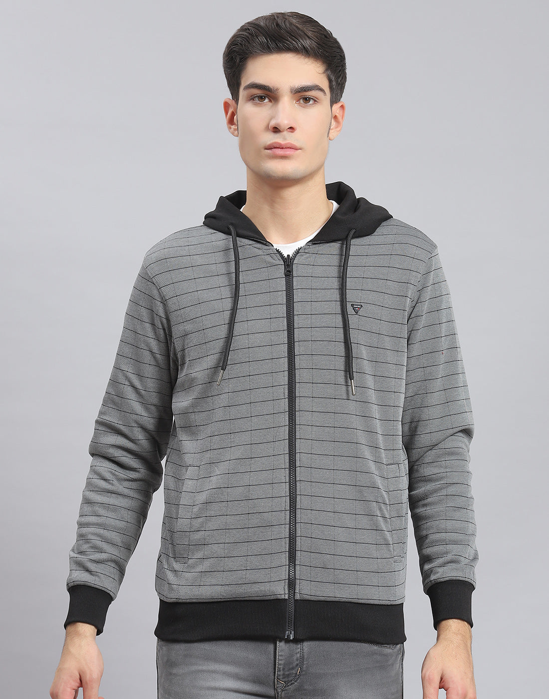 Men Black Solid Hooded Full Sleeve Reversible Sweatshirt