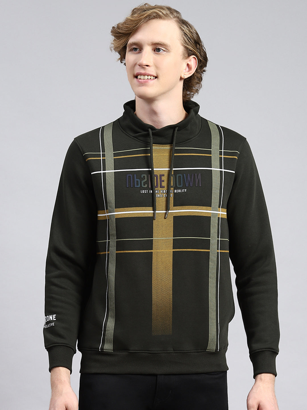 Men Olive Printed Sweatshirt