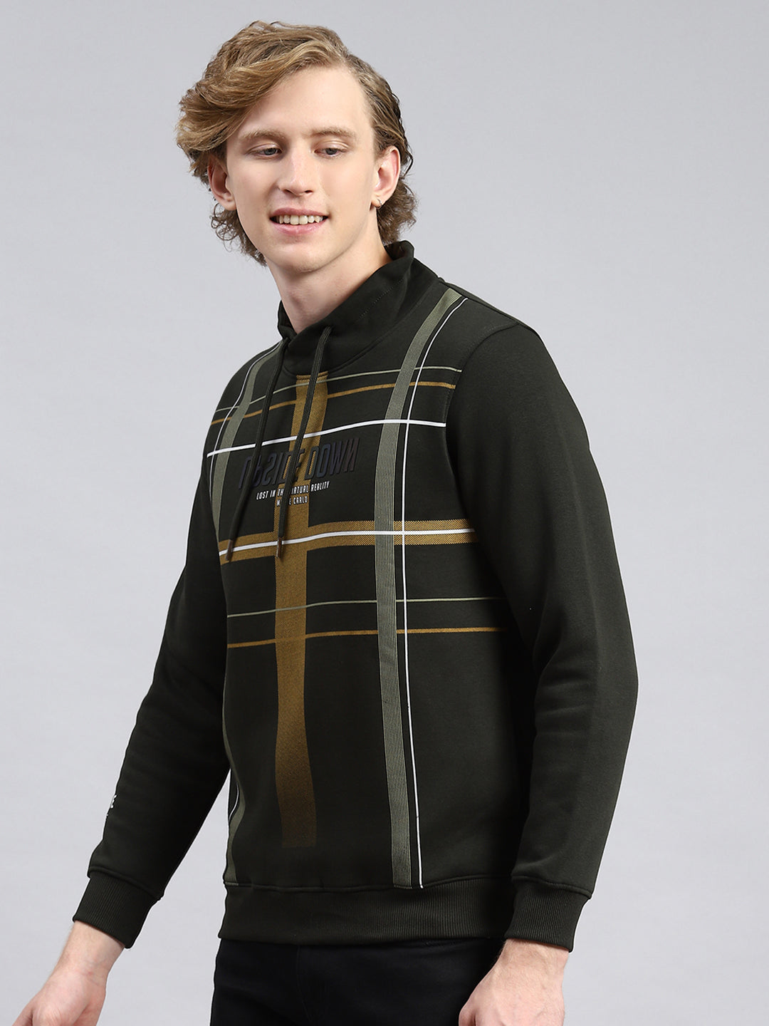 Men Olive Printed Sweatshirt