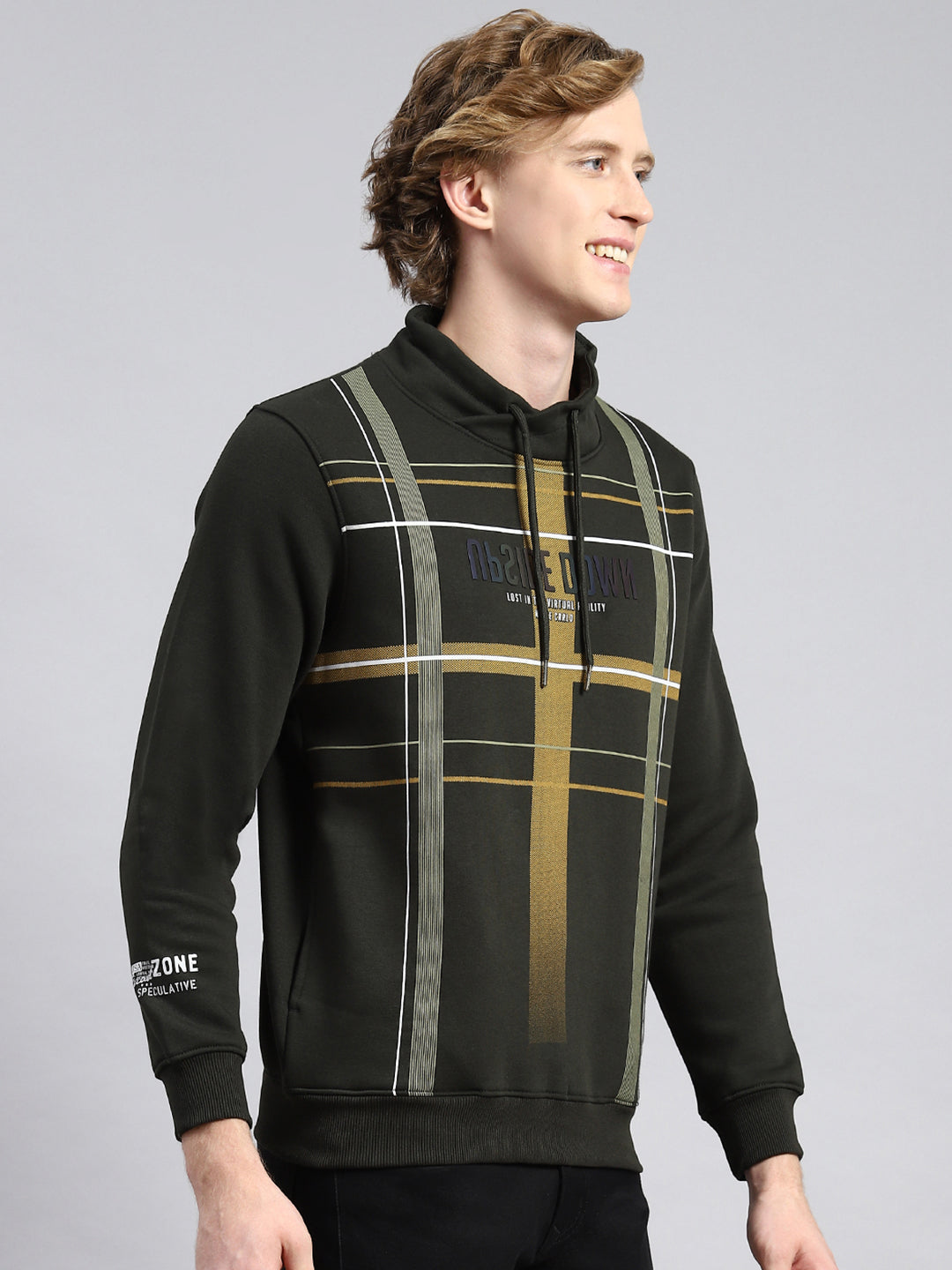 Men Olive Printed Sweatshirt