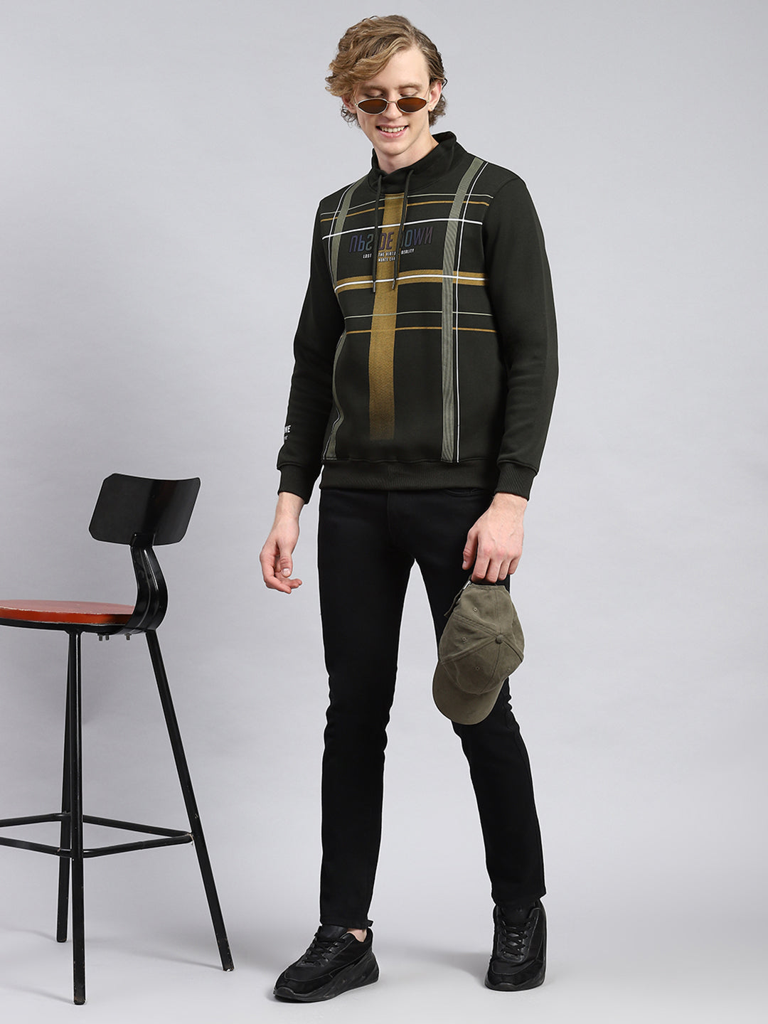 Men Olive Printed Sweatshirt