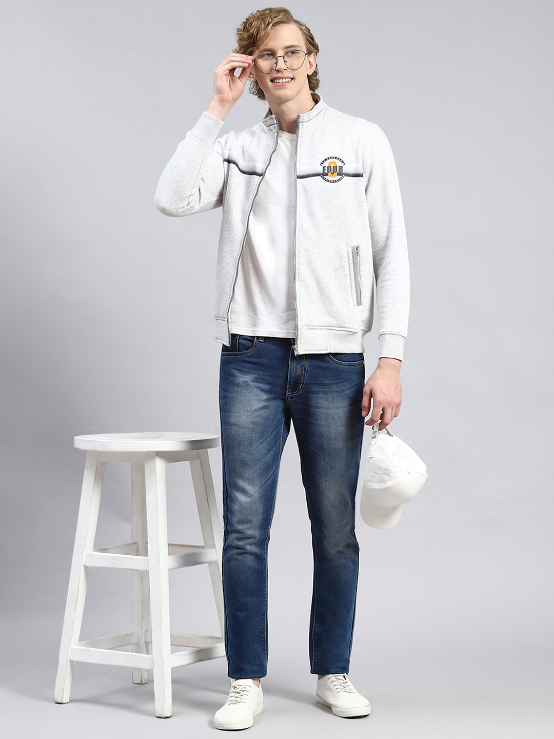 Men Beige Plain Sweatshirt