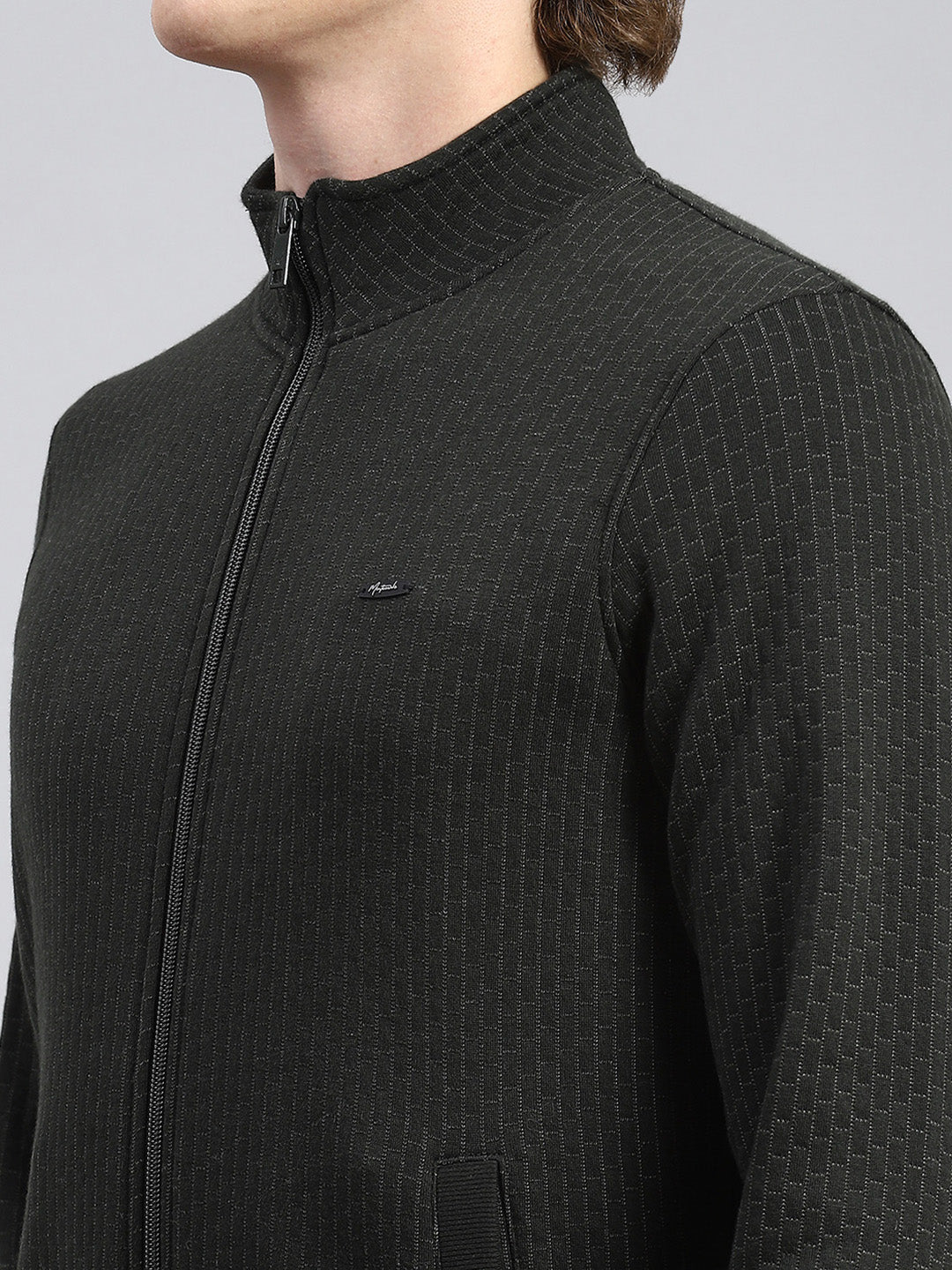 Men Olive Plain Sweatshirt