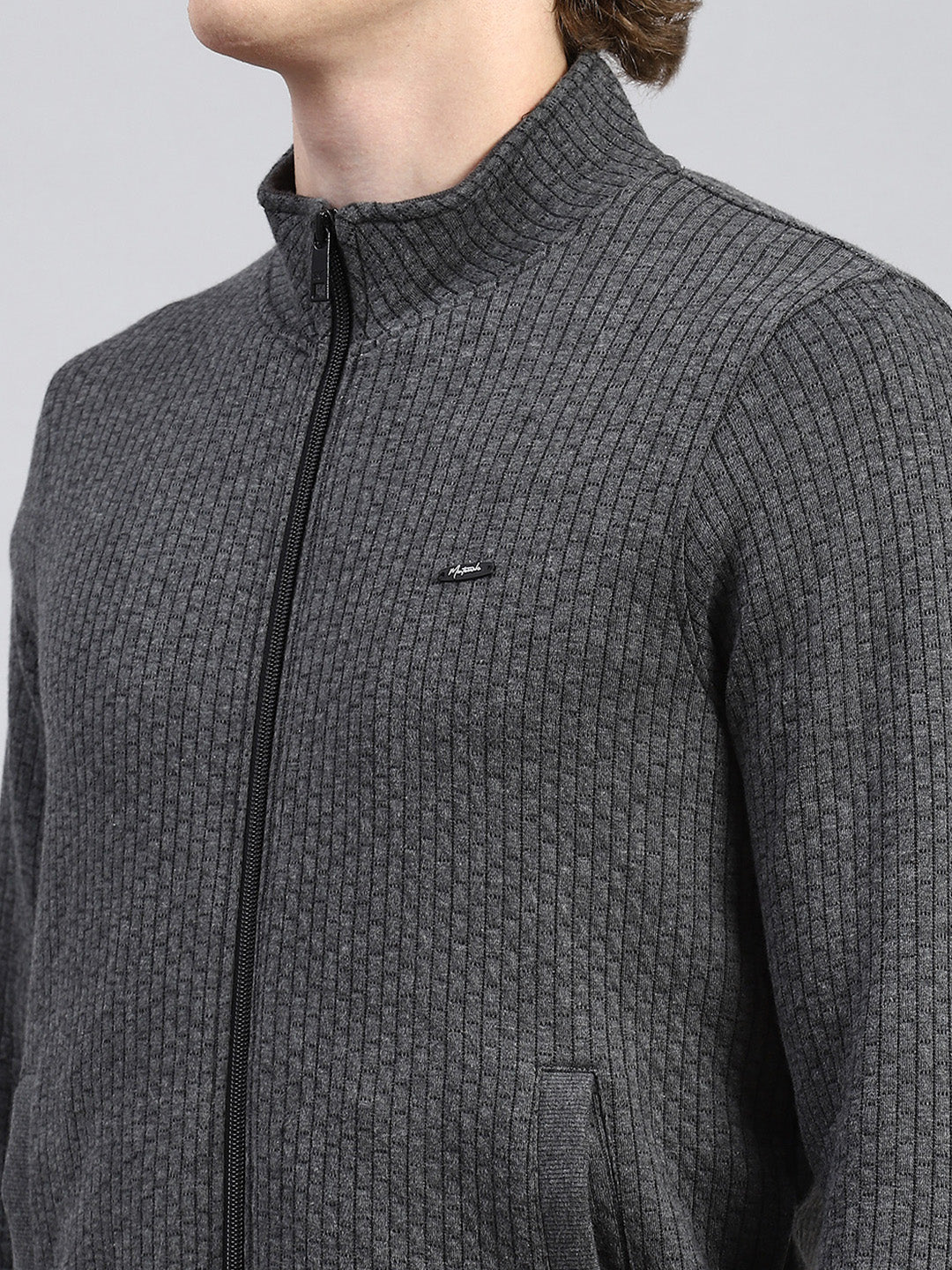 Men Grey Plain Sweatshirt