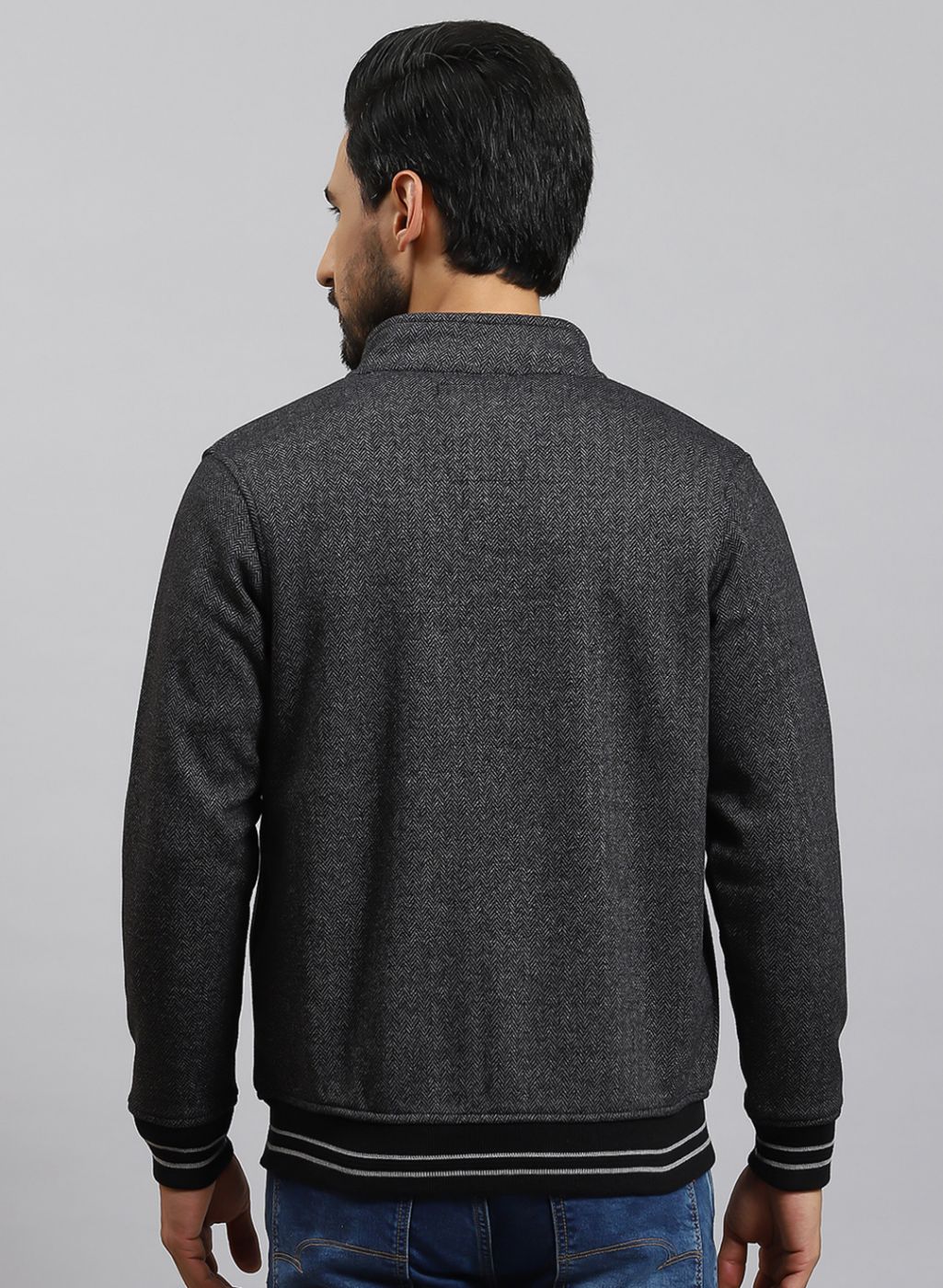 Men Grey Solid Cotton Blend Sweatshirt