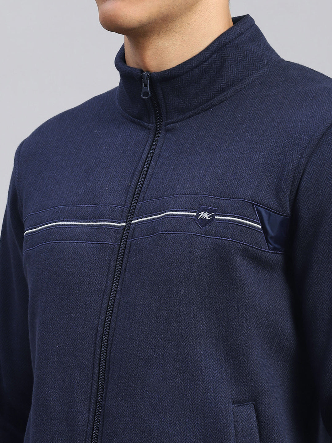 Men Blue Solid Cotton Blend Sweatshirt