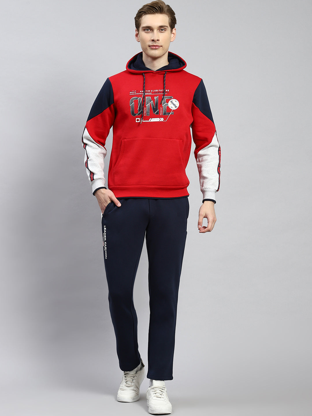 Men Red Plain Tracksuit