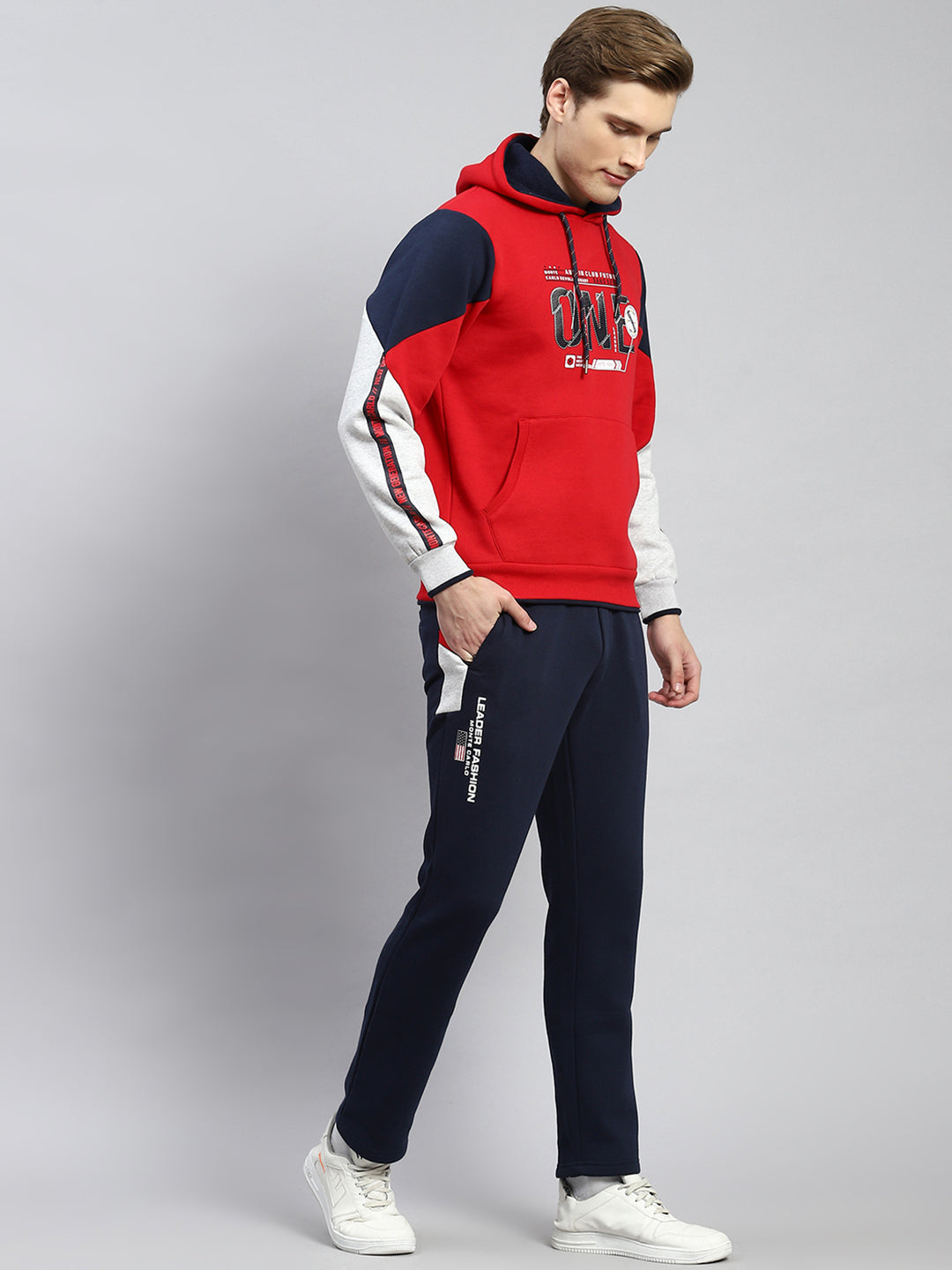 Men Red Plain Tracksuit