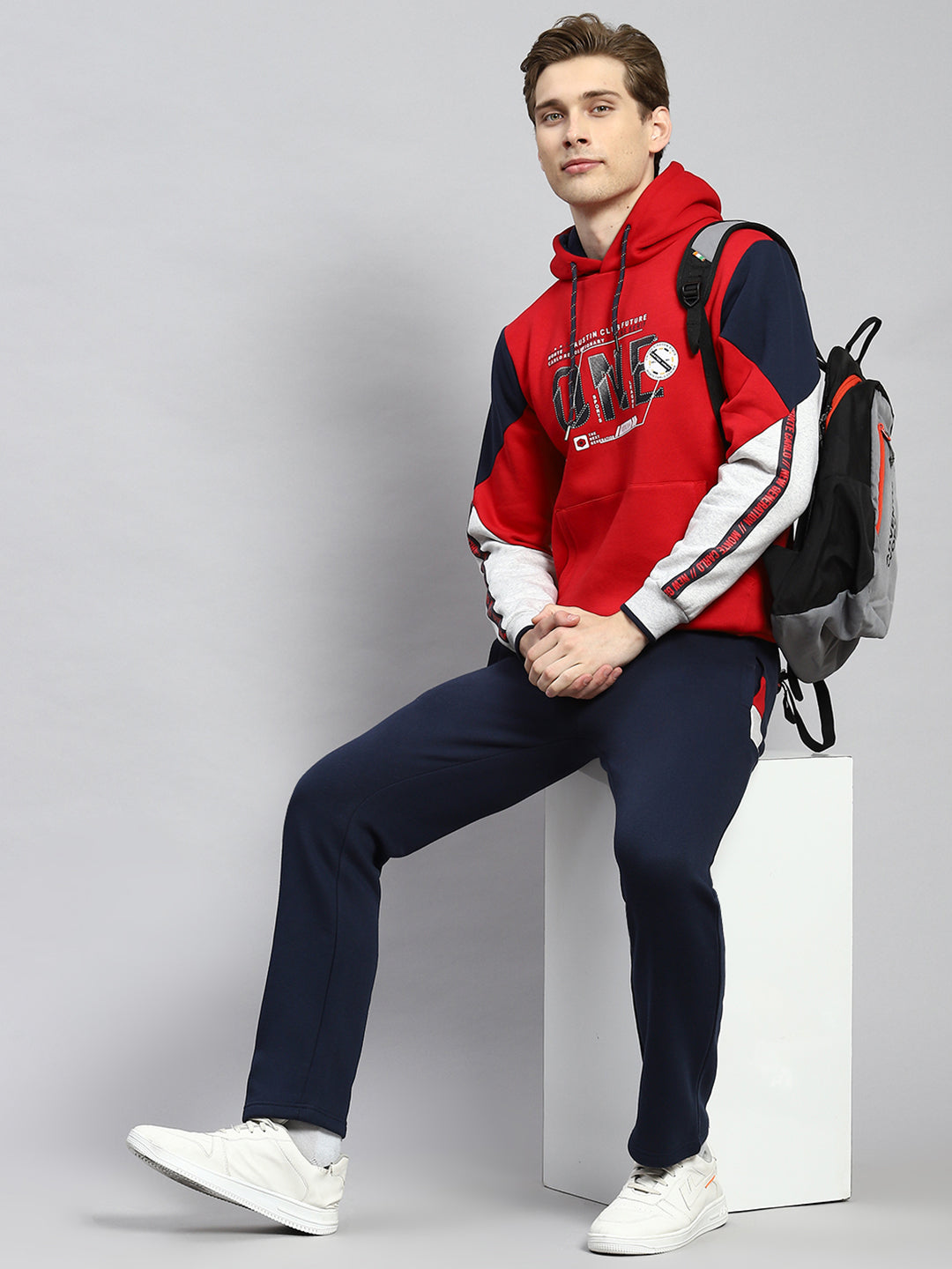 Men Red Plain Tracksuit