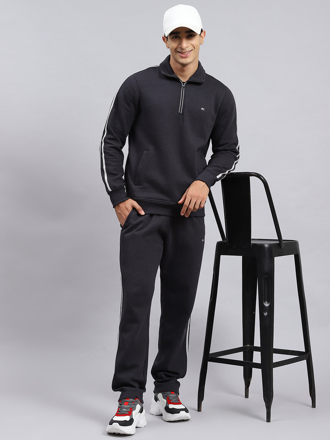 Men Grey Plain Tracksuit