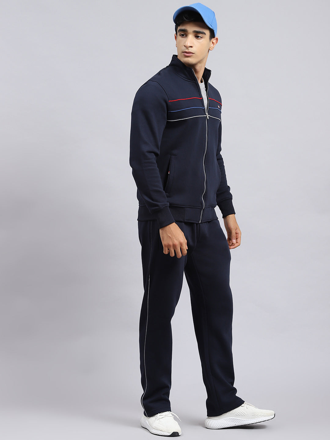 Men Navy Blue Plain Tracksuit