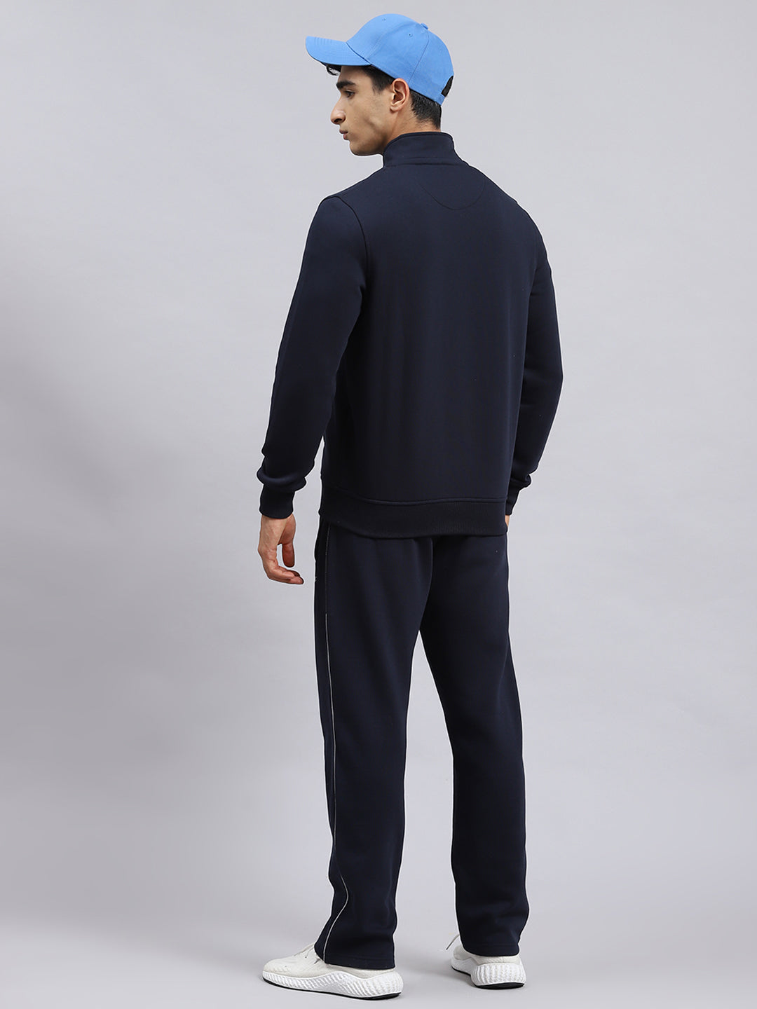 Men Navy Blue Plain Tracksuit