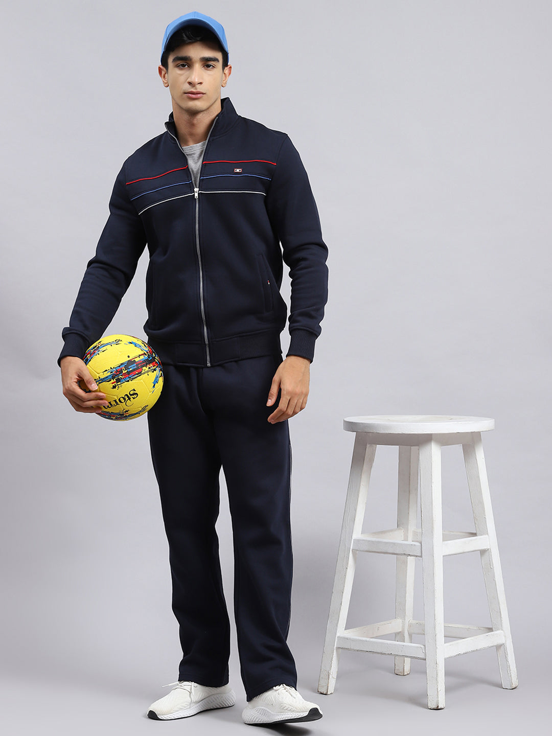 Men Navy Blue Plain Tracksuit