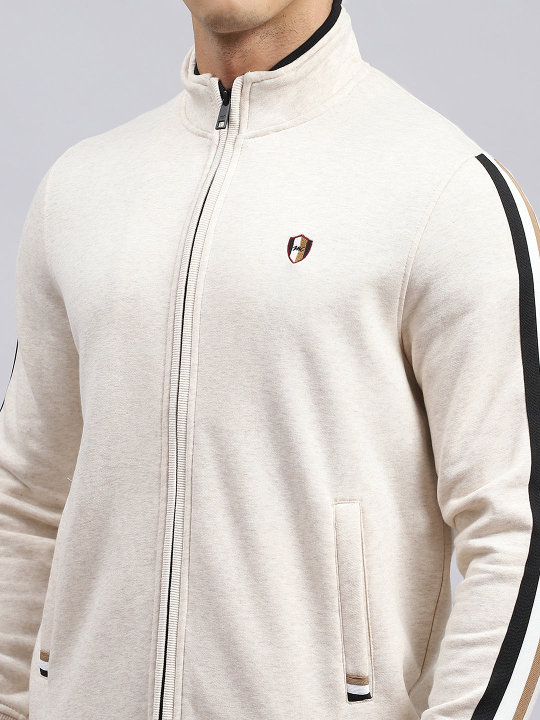 Men Beige Plain Tracksuit