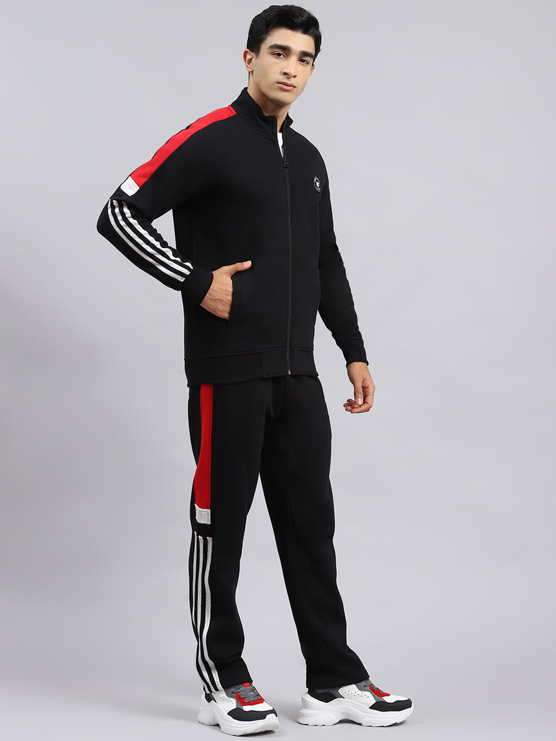 Men Black Plain Tracksuit