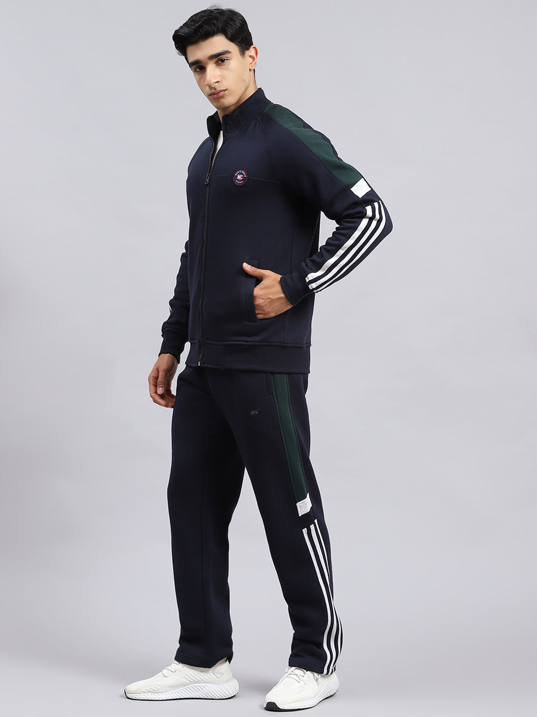 Men Navy Blue Plain Tracksuit