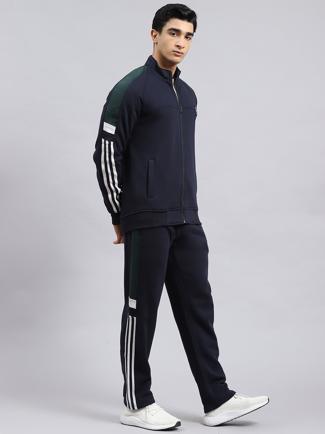 Men Navy Blue Plain Tracksuit