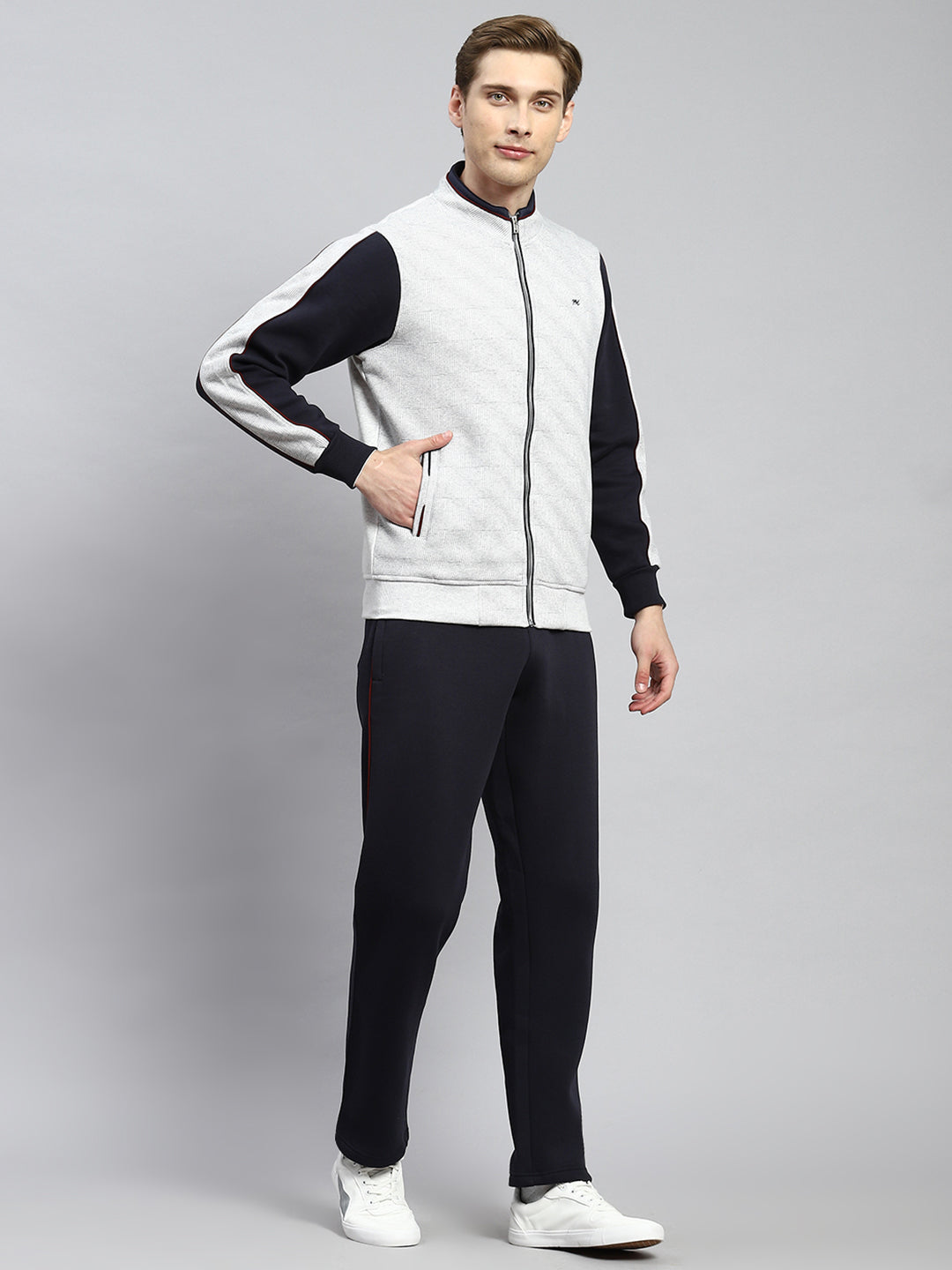 Men Grey Plain Tracksuit