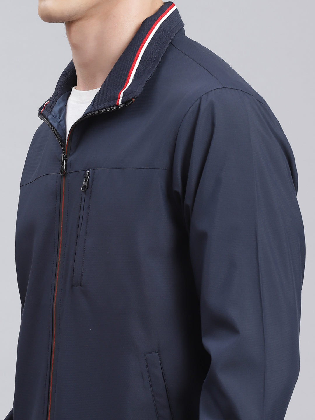 Men Navy Blue Solid Cotton Blend Track Suit