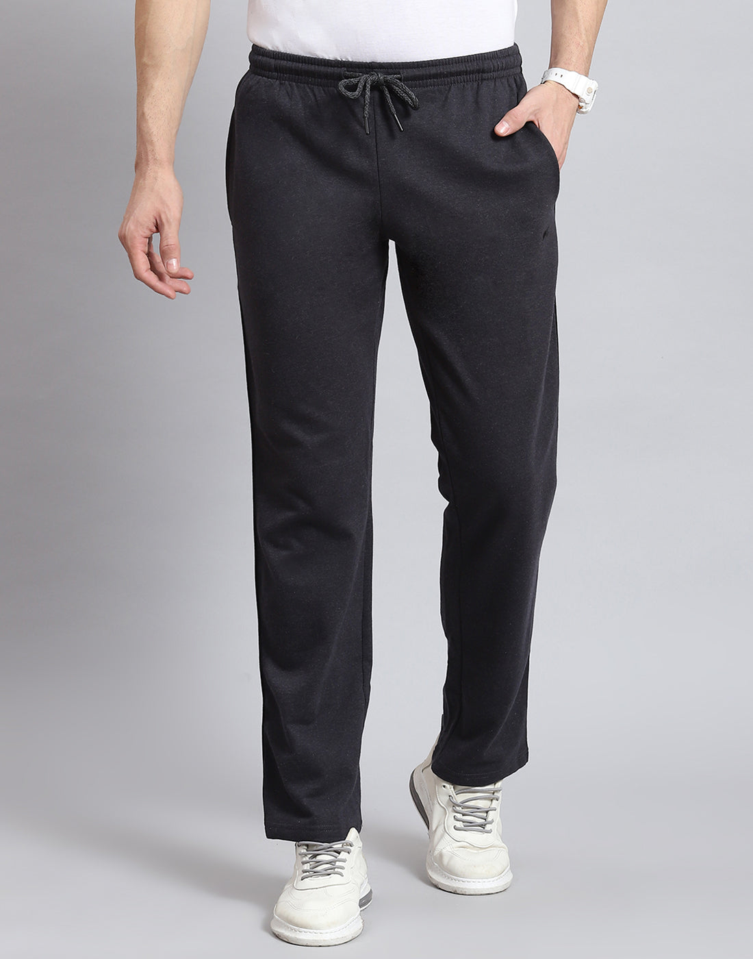 Men Grey Solid Regular Fit Winter Lower