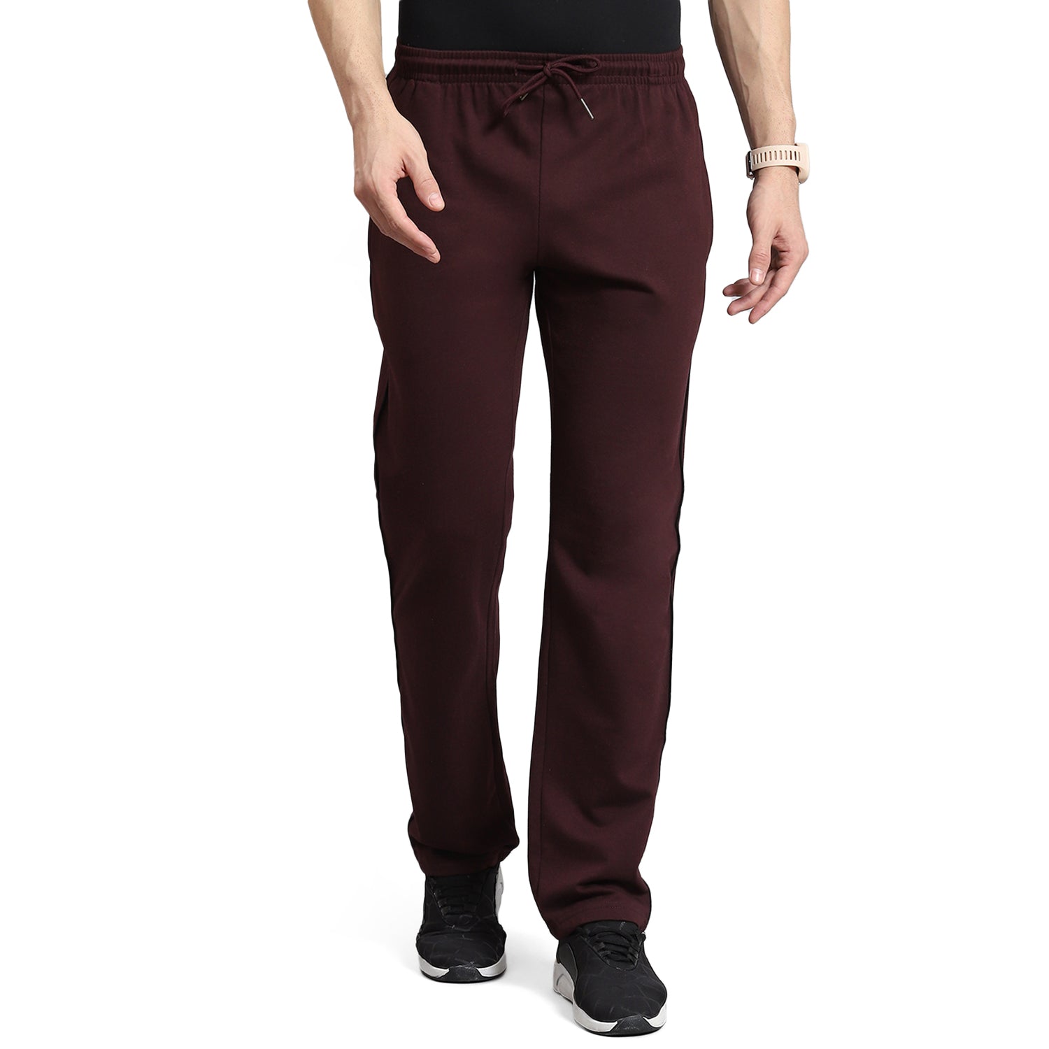 Men Maroon Solid Regular Fit Winter Lower