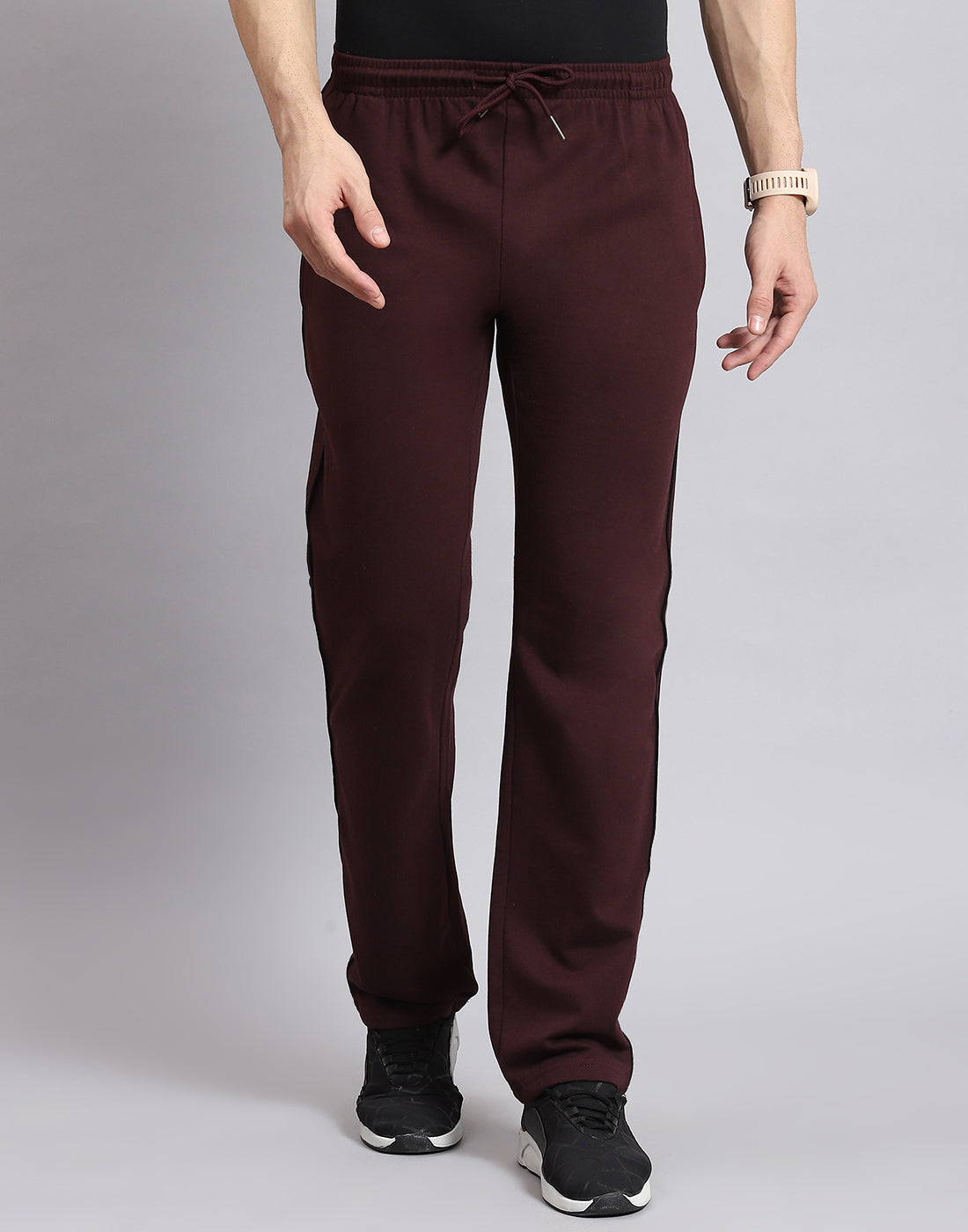 Men Maroon Solid Regular Fit Winter Lower