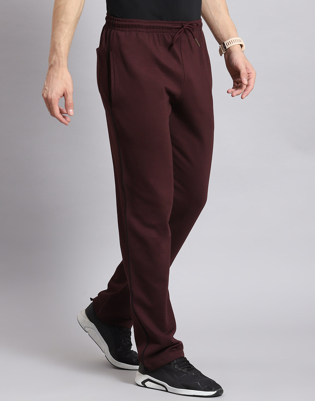 Men Maroon Solid Regular Fit Winter Lower