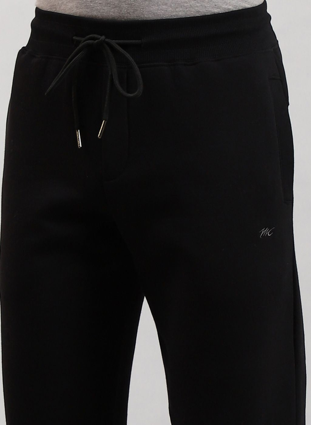 Men Black Solid Cotton Blend Winter Lower