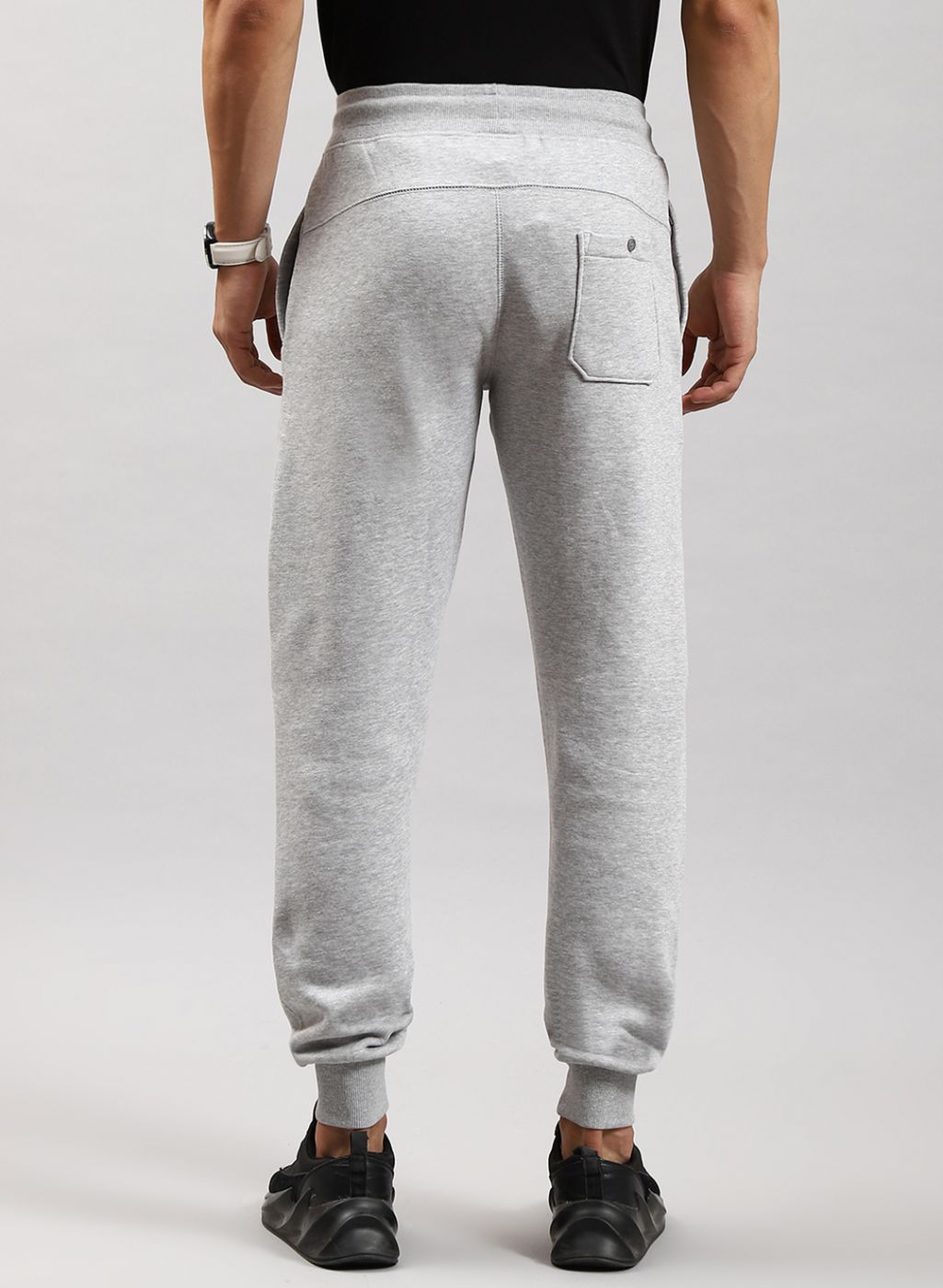 Men Grey Solid Cotton Blend Winter Lower