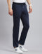 Men Navy Blue Stripe Regular Fit Winter Lower