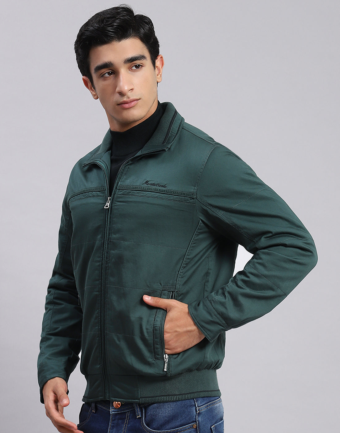 Buy online Olive Green Solid Casual Jacket from Jackets for Men by Monte  Carlo for ₹3995 at 0% off | 2024 Limeroad.com