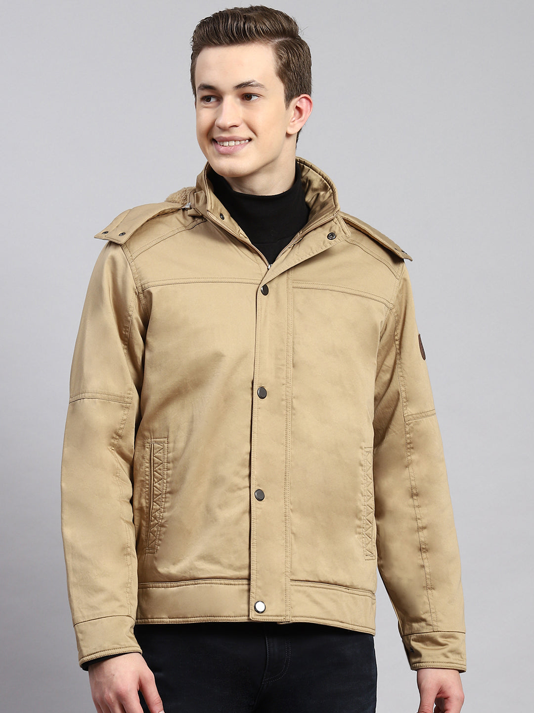 Men Brown Plain Jacket