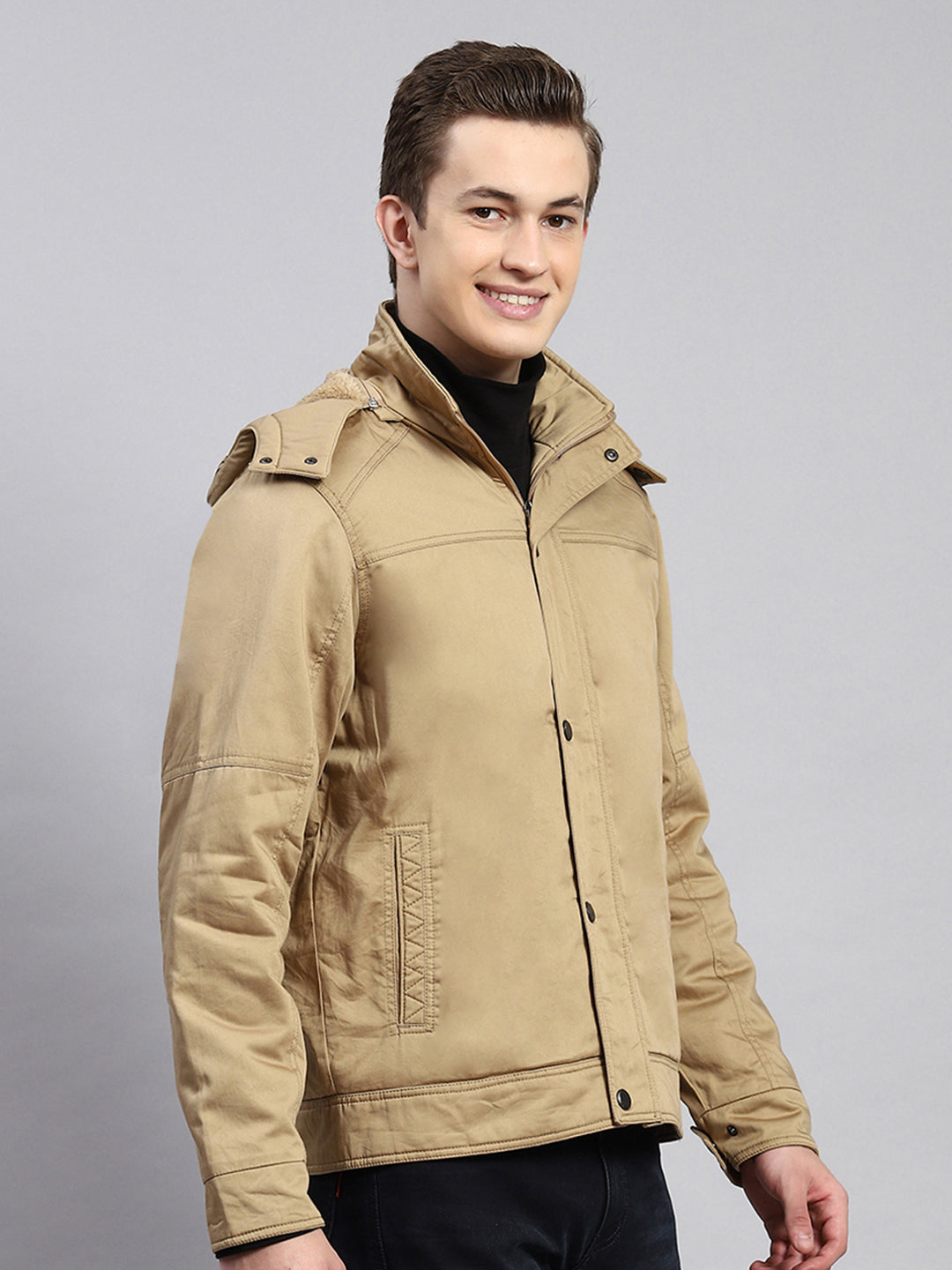 Men Brown Plain Jacket