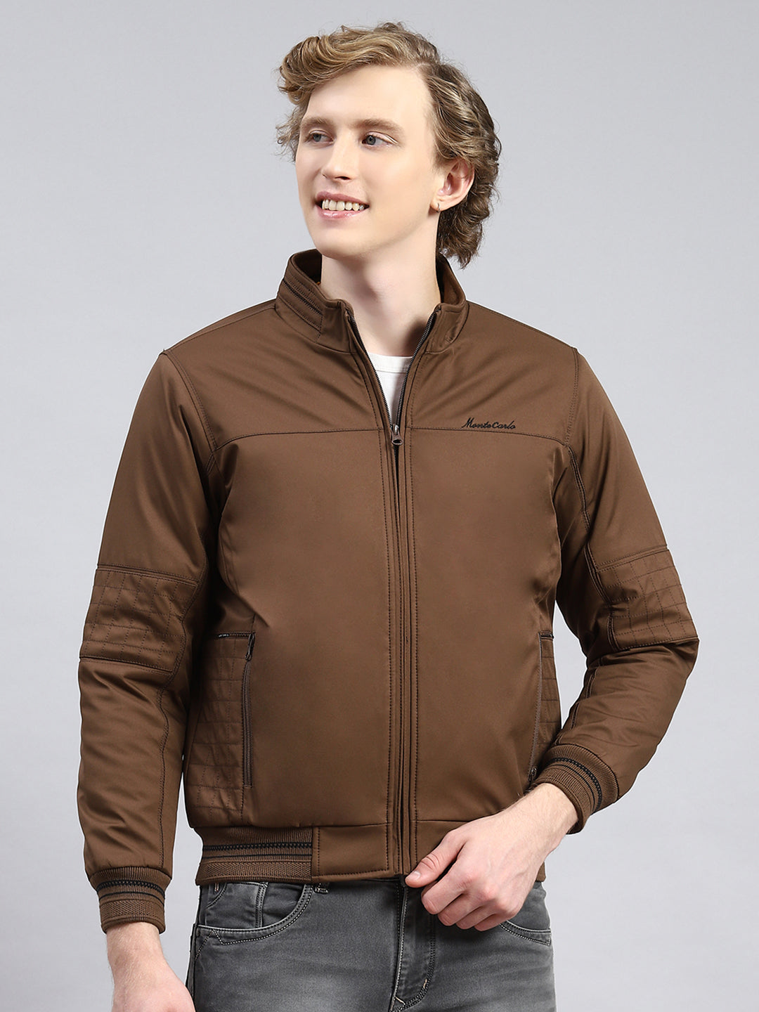 Men Brown Plain Jacket