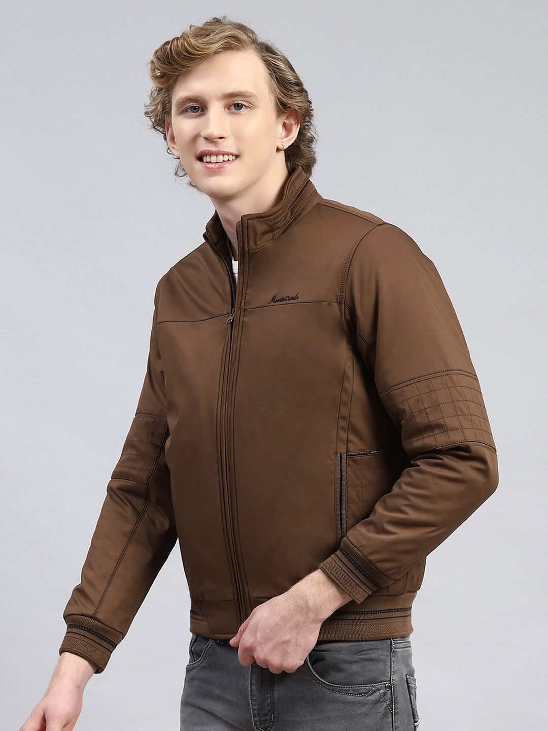 Men Brown Plain Jacket