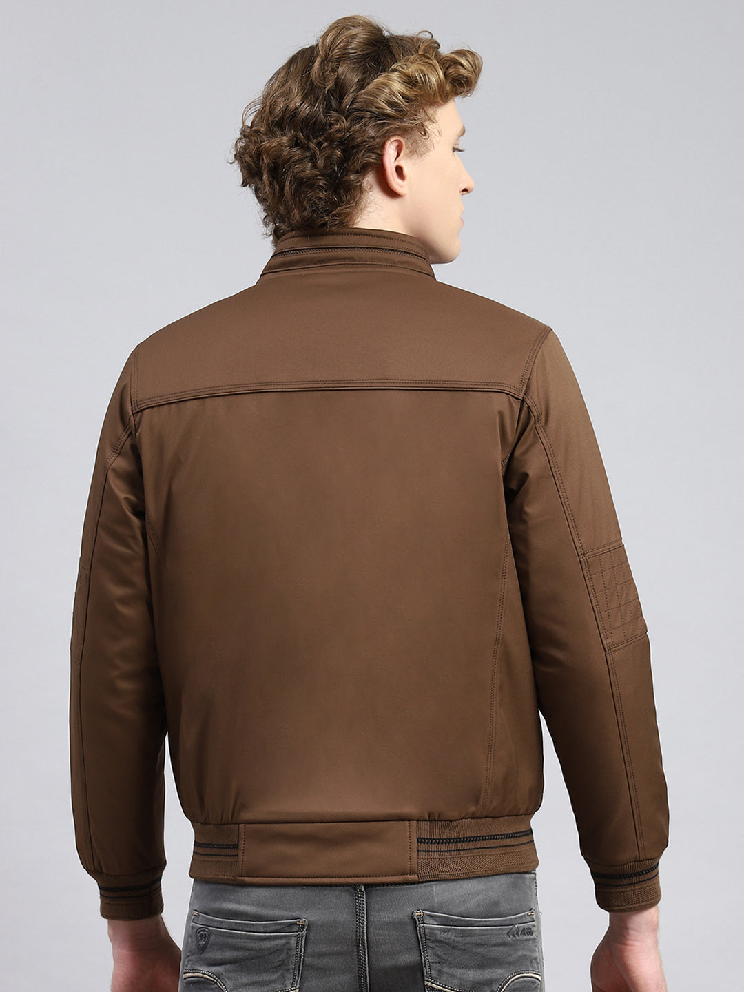 Men Brown Plain Jacket