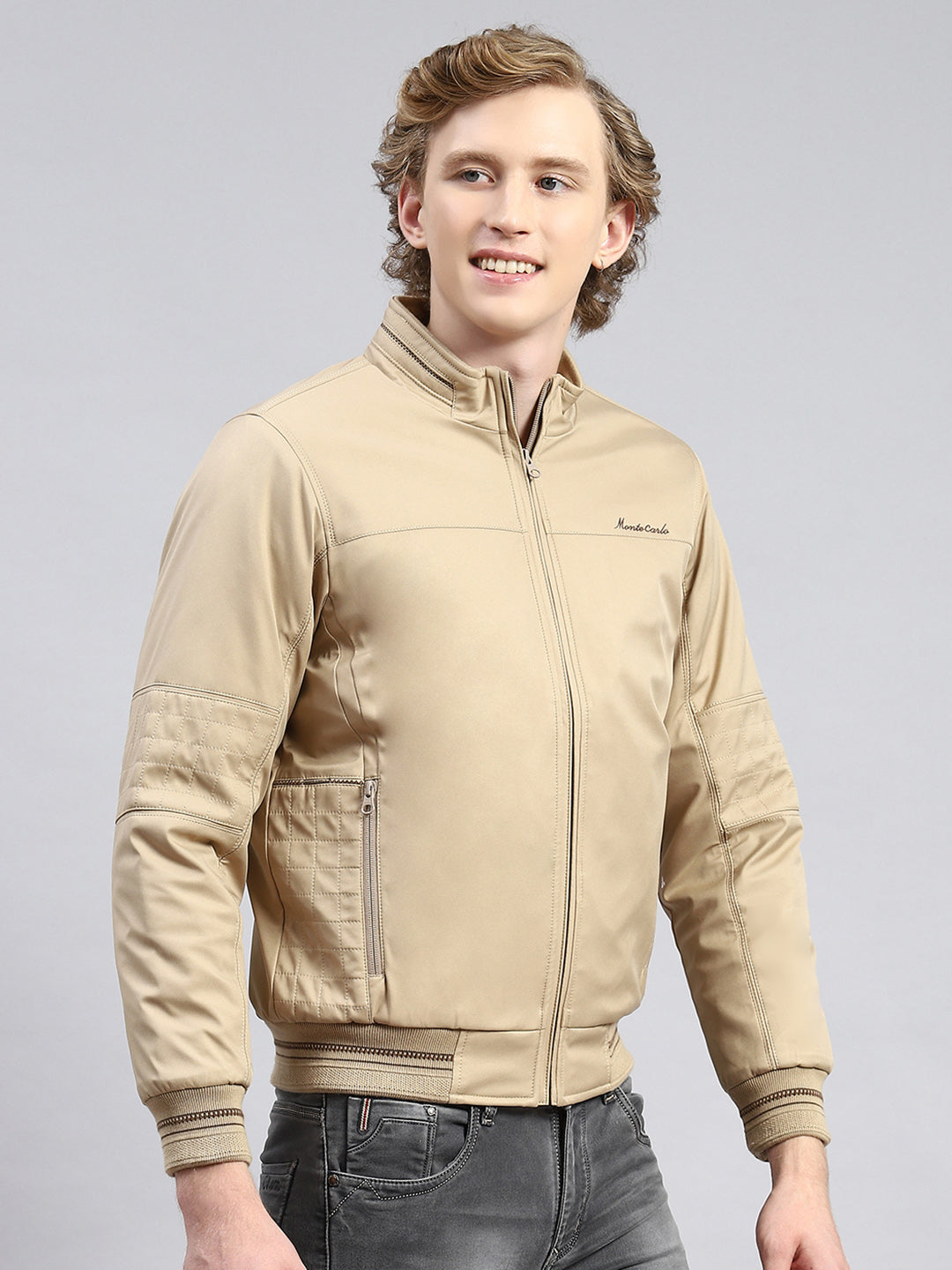 Men Beige Plain Jacket