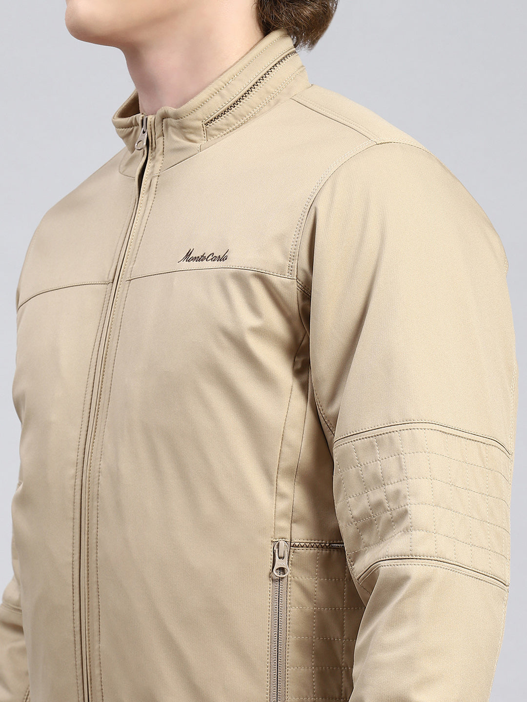 Men Beige Plain Jacket