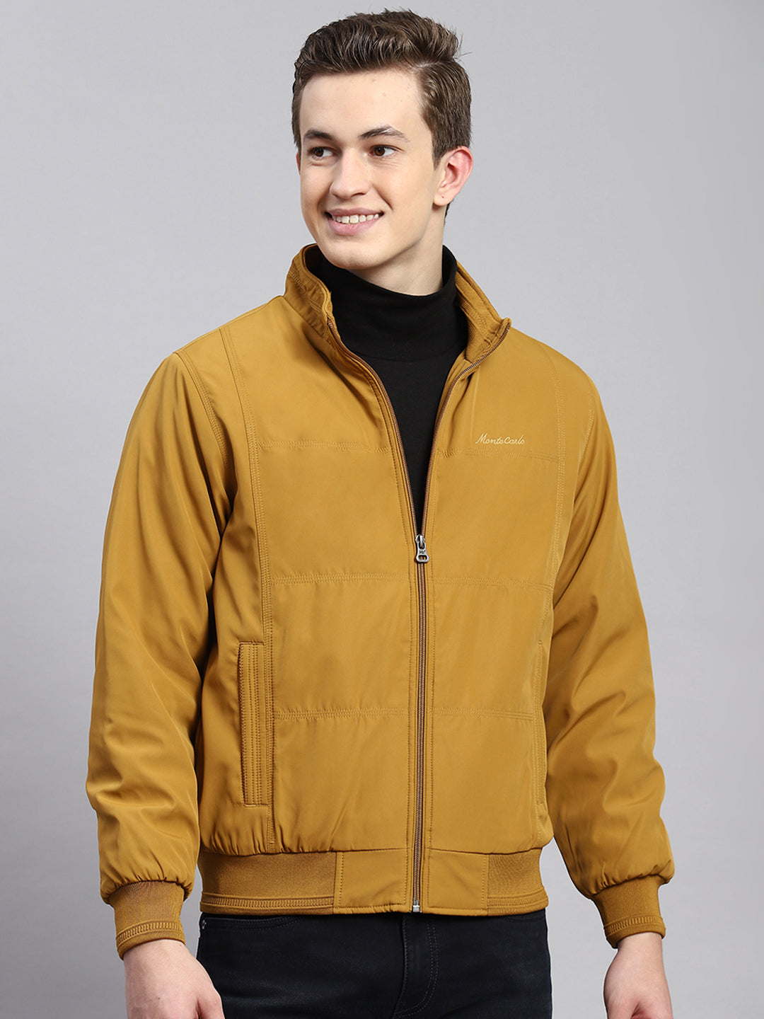 Men Mustard Plain Jacket