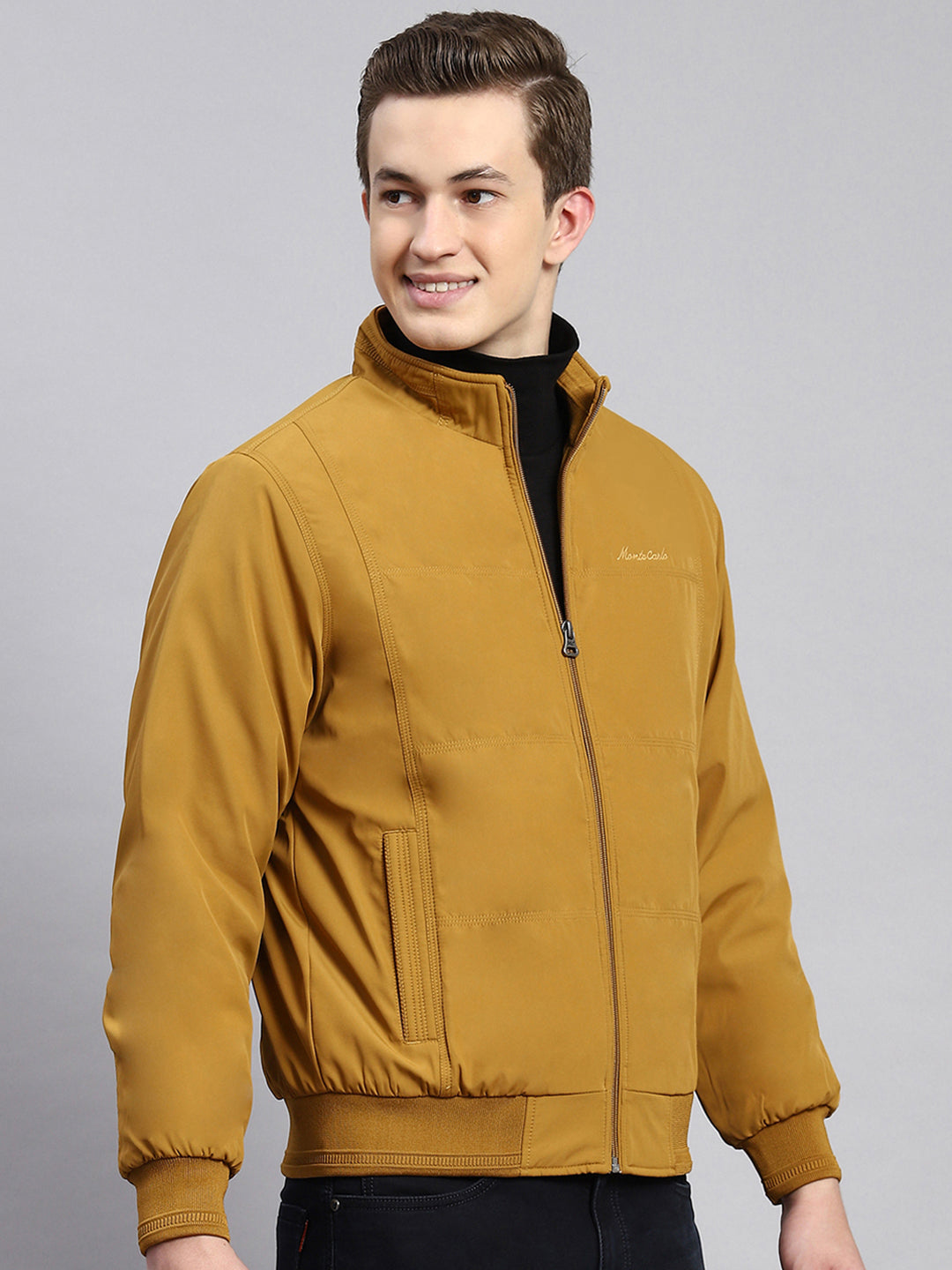 Men Mustard Plain Jacket