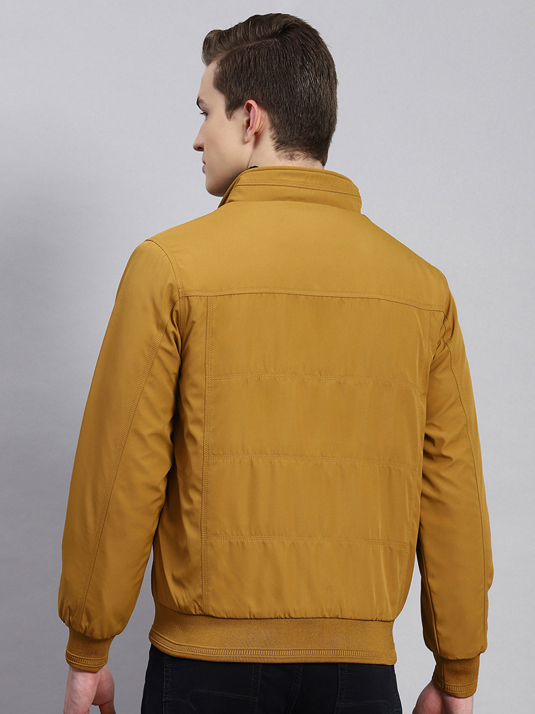 Men Mustard Plain Jacket