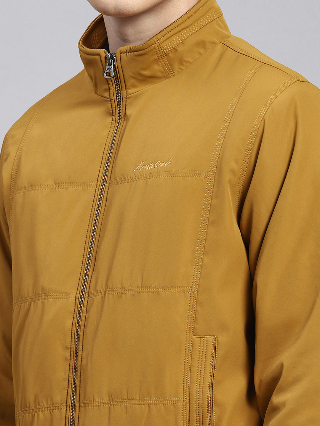 Men Mustard Plain Jacket