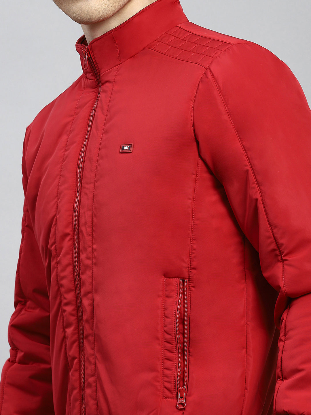 Men Red Plain Jacket